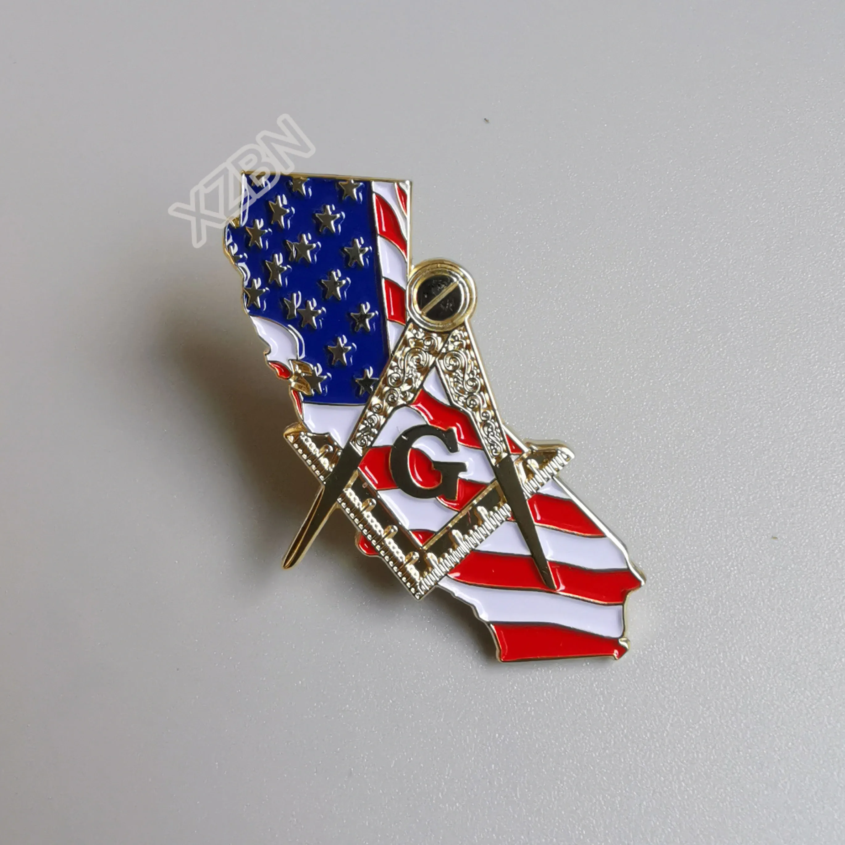 

Masonic Lapel Pins Badge Mason Freemason B77 USA State Flag Map California 3.2cm