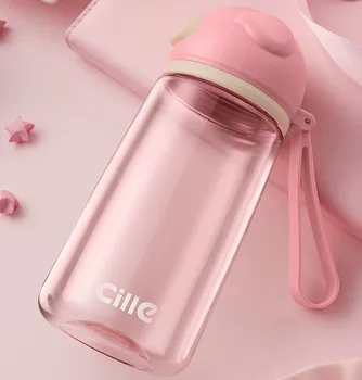 

Plastic Cute Water Bottle Leak Proof Portable Simple Summer Tea Tumbler School Kids Sport Garrafa De Agua Children Bottle AB50WB