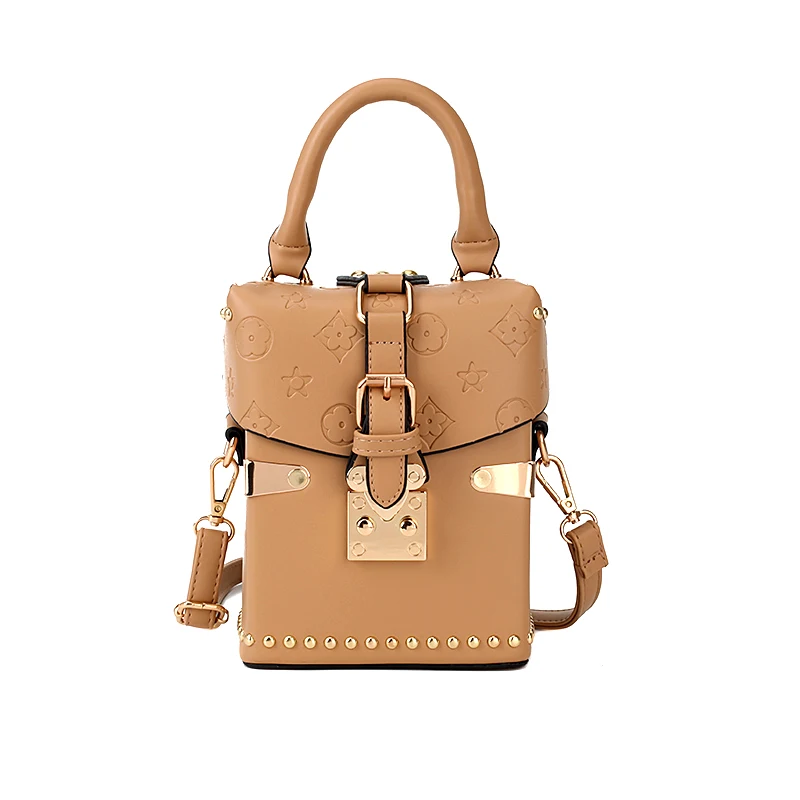 

2020 New Women Bag Fashion Wild Crossbody Bag Tide Rivet Lock Small Square Box Shoulder Bag Handbag