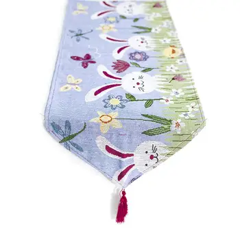 

Easter Rabbit Egg Printed Linen Table Runner Tablecloth Placemat Home Decoration