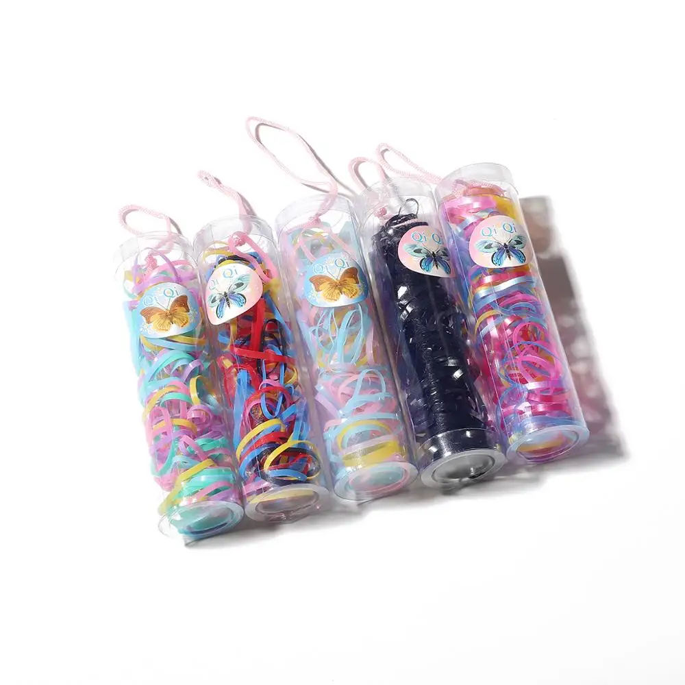 

70-80Pcs Cute Girls Colourful Ring Disposable Elastic Hair Bands Ponytail Holder Rubber Band Scrunchies Kids Hair Accessories