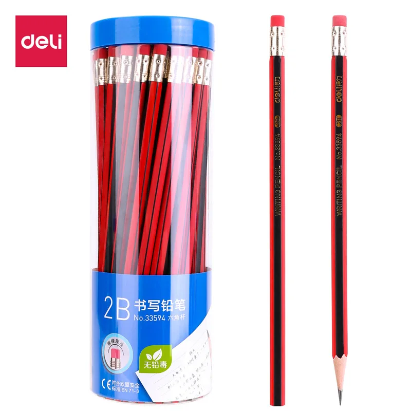 

Deli 33594 Pencil 50 Barrel with Eraser Pencil Young STUDENT'S Doing Homework Pencil 2B Exam Pencil