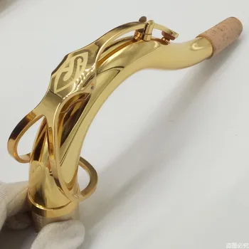 

Brand New Henri Paris Bb Tenor Saxophone Neck Brass Gold Lacquer Sax Musical Instrument Neck For Tenor Saxophone Free shipping