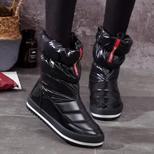 Женские зимние ботинки; Новинка года; женские ботинки; водонепроницаемые Зимние ботильоны; теплая женская обувь; ботинки до середины икры на платформе; botas Feminina