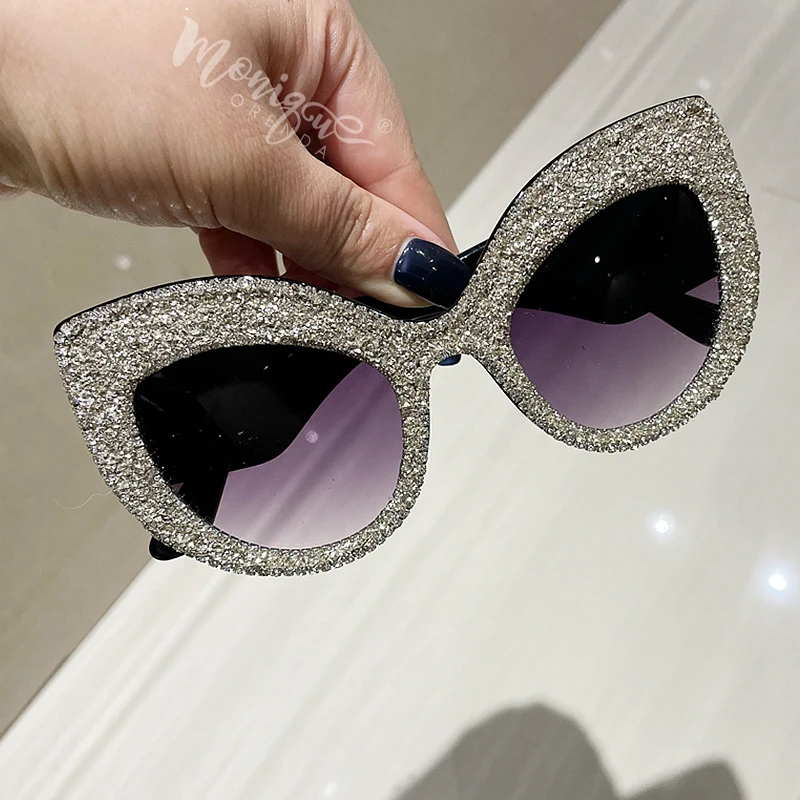 Vintage Oversized Cat Eye Sunglasses Women Retro Rhinestone Sun Glasses For Elegant Lady Fashion Punk Glasses Oculos square sunglasses women Sunglasses