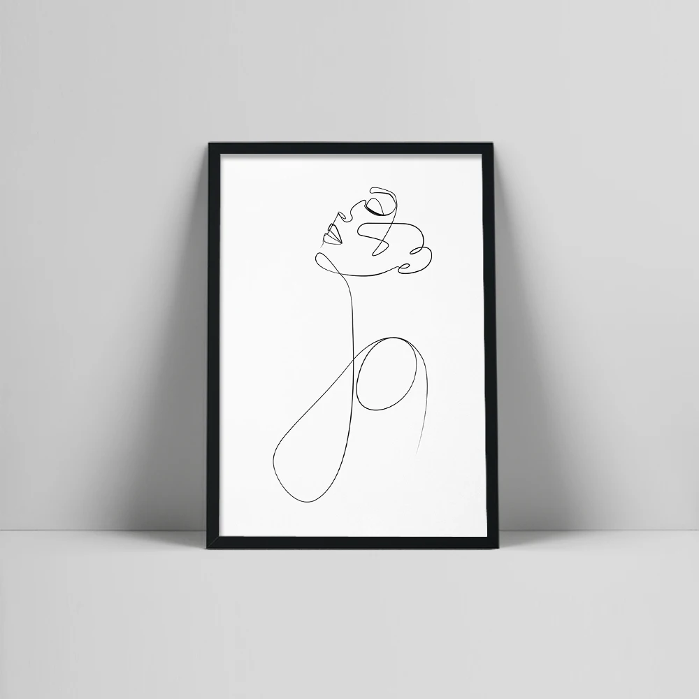 Женское Искусство Женский Однолинейный рисунок черно-белый плакат женское
