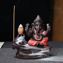 Фиолетовые пески подарок горелка для благовоний с обратным потоком сандаловое дерево с конусами керамический держатель практичный чистый воздух Бог слон офис Йога дом