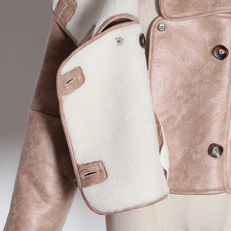 MIAOQING Lamb Fur Hit Color Women's Jackets Hooded Long Sleeve Casual Loose Streetwear Style Coats For Female Clothing
