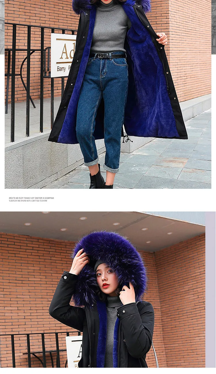 Winter coat and coat in the long coat big fur collar new women's winter large size women plus velvet thick coat to overcome