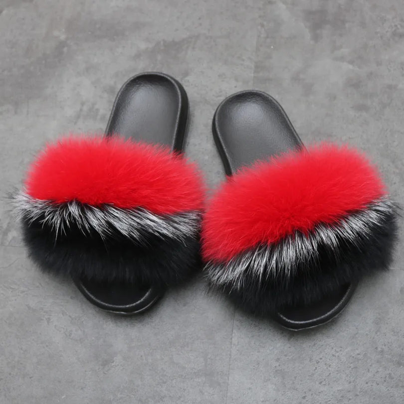 

2019 Plush Slipper Women's Spring And Summer New Style Fox Fur Fur Clothing Slipper Sandals Flip-flops Outer Wear Hot Selling