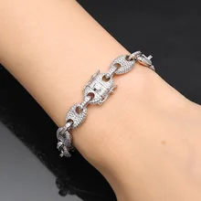 Новое поступление панк микро Pave AAA кубический цирконий хип-хоп серебряный золотой кубинский Теннисный браслет мужские браслеты Bijoux Homme