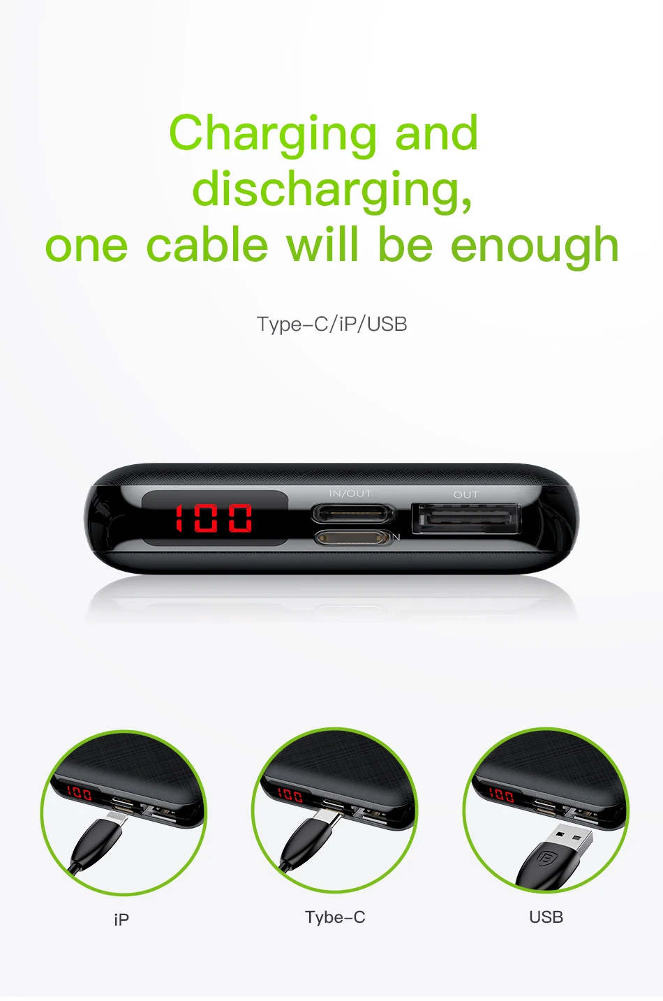 Baseus мини 10000 мАч Внешний аккумулятор USB C PD повербанк lcd 10000 мАч Внешний аккумулятор для iPhone Xiaomi портативное Внешнее зарядное устройство