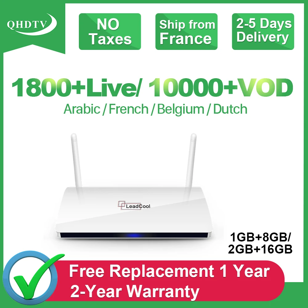  IPTV France Arabic Leadcool Smart Android 8.1 1 Year QHDTV Code IPTV Subscription Netherlands Arabi - 32813020088