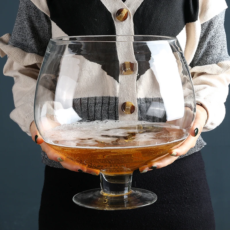 Huge Beer Mug Large Bar Decoration Giant Goblet Cups Drinking Game Bordeaux Fish Tank Glasses with Double Bottom