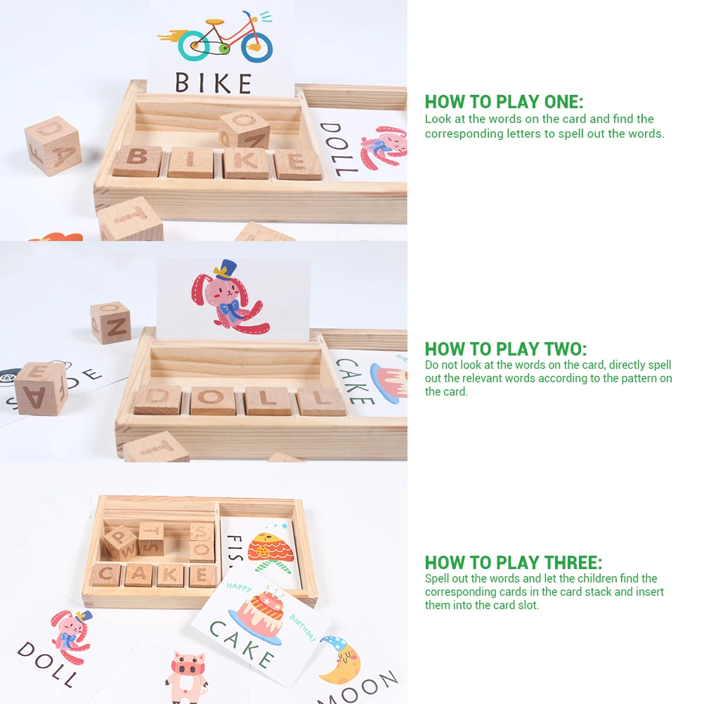 3 in 1 spell learning game wooden