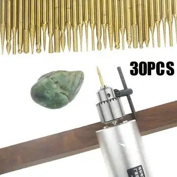 

30 Pcs Titanium Plated Diamond Grinding Head Multiple Assorted Diamond Grinding Grinder Drill Bit Polishing Rotary Tool Set