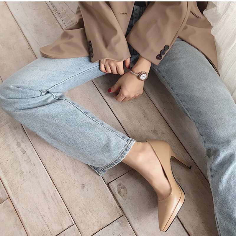 

2019 Autumn New Style High Heel Shoes Thin Heeled Waterproof Platform Pointed-Toe Western Style Shoes-Style Work Shoes Small WOM