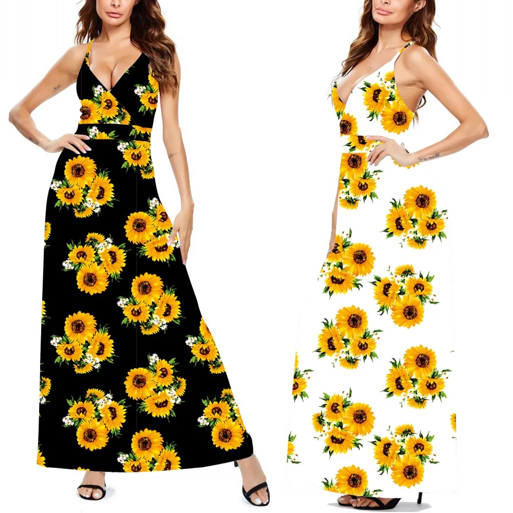 Женское длинное платье в стиле бохо с тропическими листьями джунглей летние