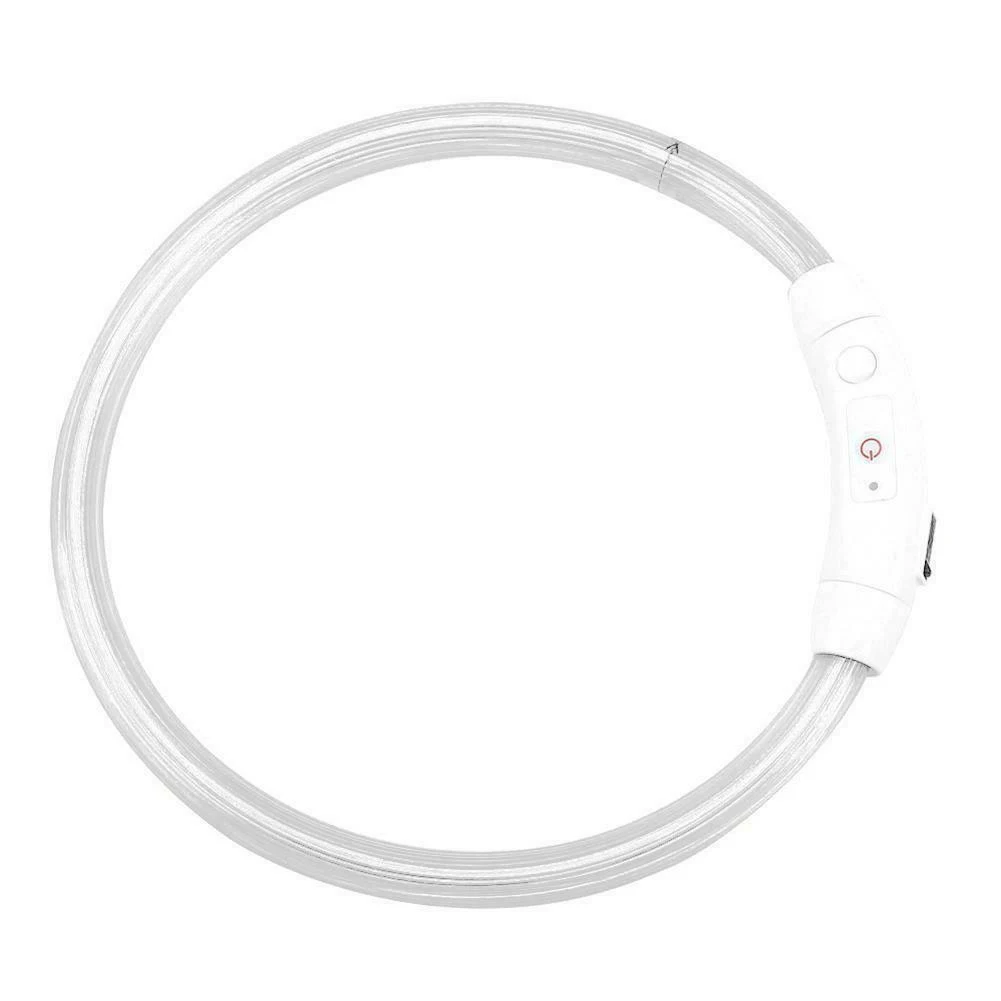 white Высокое качество USB Перезаряжаемый светодиодный ошейник для собак мигающий регулируемый безопасный светильник для шеи L9#2 - Цвет: white
