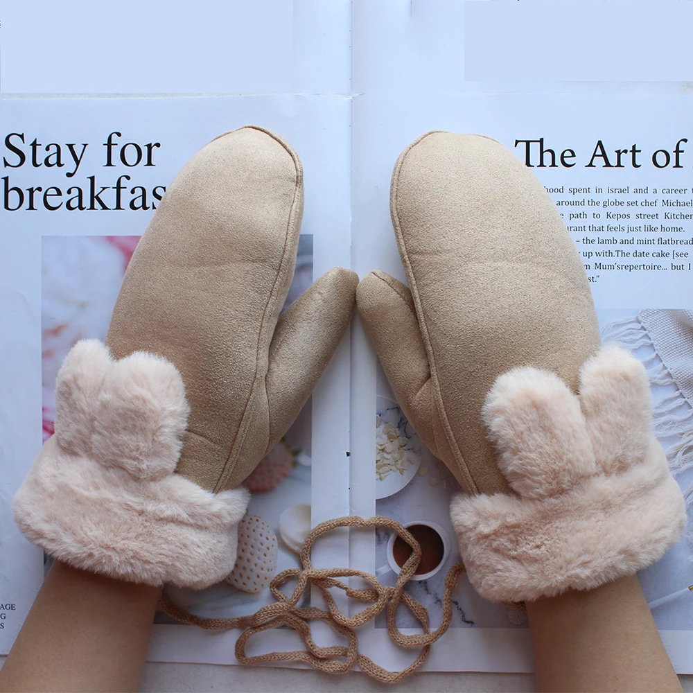 New Suede Mittens Suitable For Girls Short Styles Of Various Colors Fashion Mittens For Winter And Cold Protection
