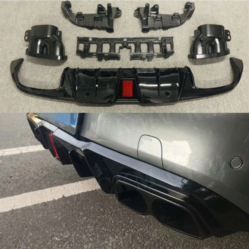 

PP Gloss Black Material Rear Bumper Diffuser Light with Exhaust for Mercedes Benz C Class C205 C63 AMG Coupe 2 Door 2015-2019