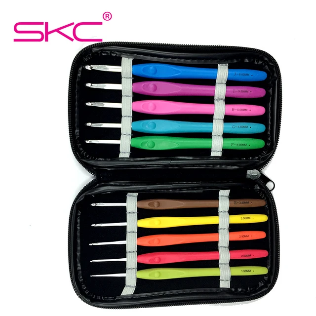 SKC 6/10pcs Crochet Hook Set 16cm TPR handle Quality Crochet Hook Hand  Knitted Sweaters and