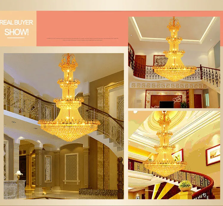 Gold Crystal Chandelier Empire loft decor Chrome Chandeliers Lighting Modern luxury decor stair Chandeliers Light