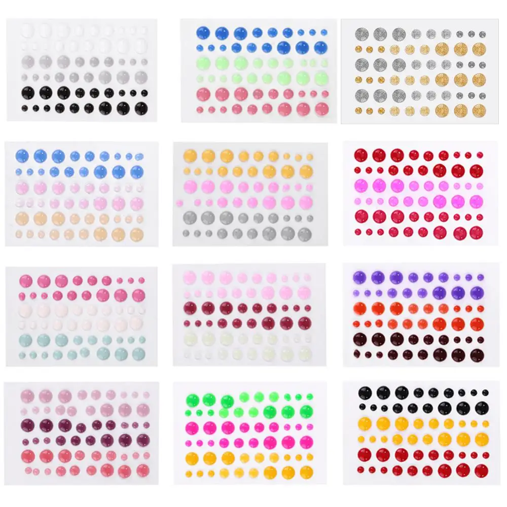 

12pcs/Lot Unique Sticker Dot Scrapbooking/ DIY Crafts Sugar Sprinkles Self- adhesive Resin Assorted Making Decoration Scrapbook