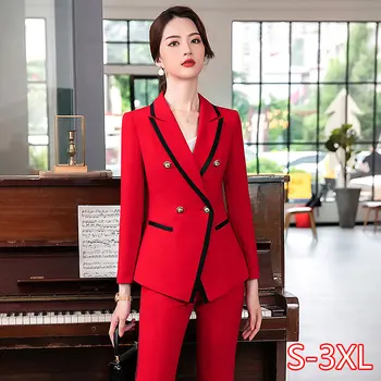 

New Office Work Blazer Suits Of High Quality OL Women Pants Suit Blazers Jackets With Trouser Two Pieces Set