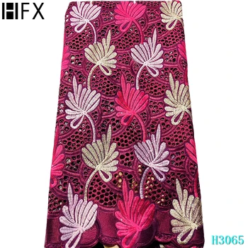 

HFX High Quality Cotton African Lace Swiss Voile Lace In Dubai White Lace Fabric Nigerian Fabric brode coton africain F3065