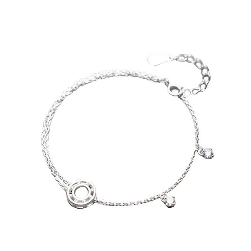 Настоящее 925 пробы, Серебряный двойной слой, Круглый браслет с подшипниками, модные ювелирные украшения для женщин, вечерние аксессуары