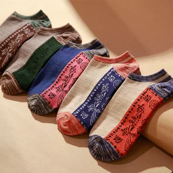 

Spring and summer new men's socks Harajuku ethnic style socks cotton socks retro men's boat socks wholesale