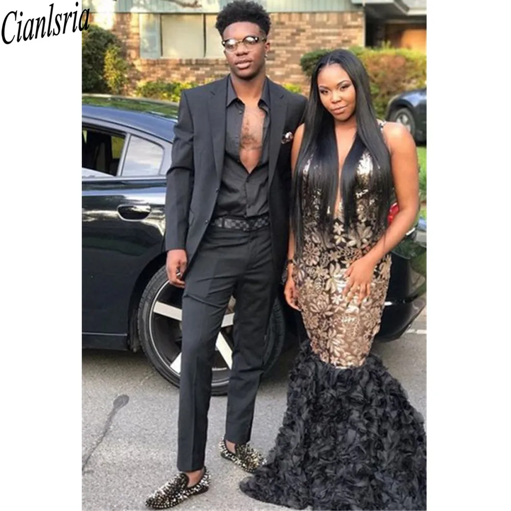 Handsome Black Two Piece Prom Suits 