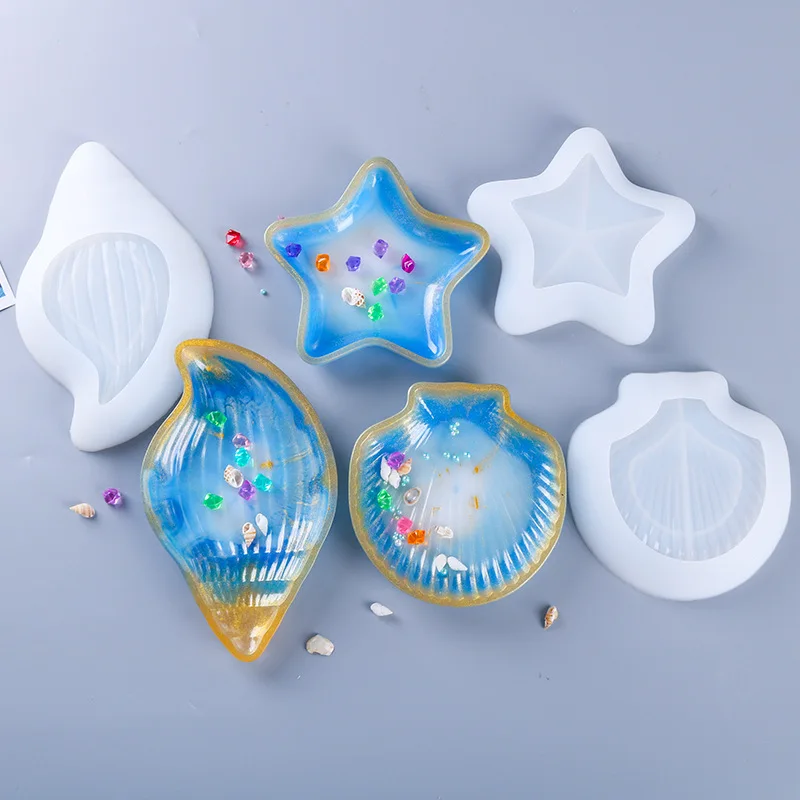 

DIY Drop Mold Starfish Conch Shell Resin DIY Crystal Epoxy Resin Mirror Ocean Wind Shell Dish Silicone Mold Handcraft