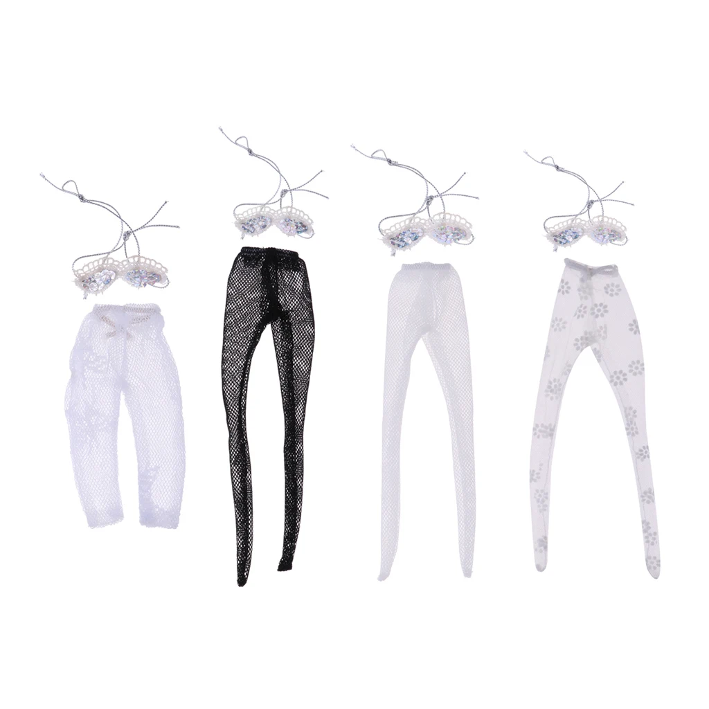 4 Set Doll Garments Sweet Tops & Lace Fishnet Panty-Hose Stocking Shorts For  Dolls Dress Up