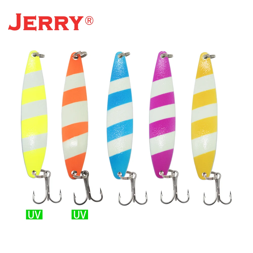 Jerry Fishing Spoon Kit 10g 6.5g Glowing UV Colors Set Assortment Area  Trout Pike Zander Salmon