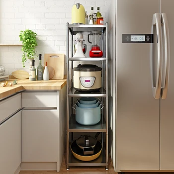 

Stainless Steel Kitchen Shelf, Floor Type Multi-layer Microwave Oven, Storage Rack, Refrigerator, Seam Storage Rack