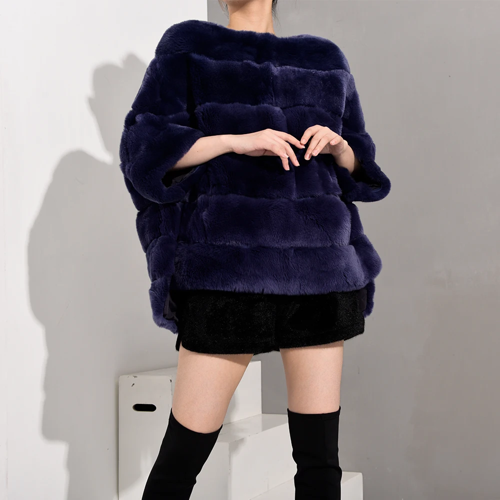 

TOPFUR 2019 New Dark Purple Rex Rabbit Fur Pullover Jacket Women Real Fur Coat Women Winter Coat Women Natural Rabbit Fur Jacket