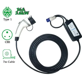 

YKS-ESNES Portable EV car Charger SAE J1772 16A CEE 3 Pins Plug 7M EV charger