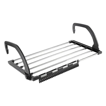 

Stainless Steel Multi-Functional Folding Balcony Shoe Rack, Window Sill Diaper Drying Towel Hanger with Sock Clip
