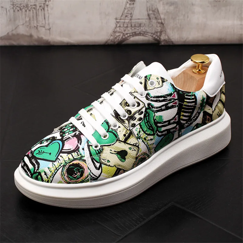 Men's Shoes Sneaker New Small White Shoes Men's Print Casual Shoes Wild Fashion Classic Men's Wedding Party Loafers Shoes