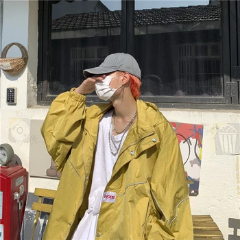 

Autumn New Windbreaker Men Fashion Solid Color Casual Hooded Coat Man Streetwear Wild Loose Long Coat Male Clothes M-2XL