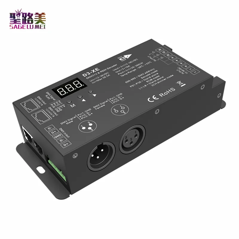 3CH D3-XE контроллер DMX декодера PWM безмерцающее плавное затемнение 12V-36V цифровой