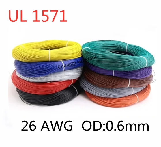 

UL1571 26AWG PVC Electronic Wire OD 1mm Flexible Cable Insulated Tin-Plated Copper Environmental LED Line DIY Cord Colorful
