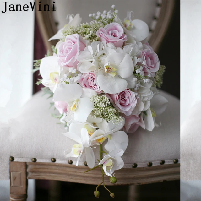 Bouquet Da Sposa A Cascata In Seta - Fiori Artificiali Colore Terracotta Tramonto Per Matrimonio Rustico