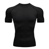 Camiseta de compresión de secado rápido para hombre, ropa manga corta ajustada para correr, gimnasio, fitness, culturismo, entrenamiento, tops negros ► Foto 1/6