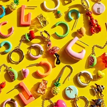 Роскошные серьги-капли в виде животного фламинго, женские модные очаровательные серьги в виде ананаса Haning, массивные висячие серьги, браслет с подвеской в виде фрукта, ювелирные изделия