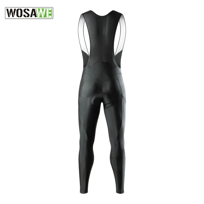 WOSAWE New Summer Reflective Men's Cycling Pants Long Bib Tights with Gel Padded Breathable Road Bike Bicycle Bib Strap Pants