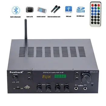 

FM radio U disk SD card microphone reverb 220V 200W+200W 2.0 remote control builtin 4.0 Bluetooth hifi home AV digital amplifier