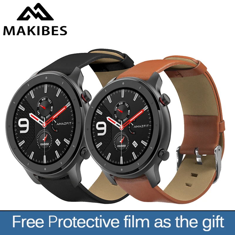 Замена кожаного браслета Makibes Смарт часы Защитная пленка для Huami Amazfit gtr Stratos